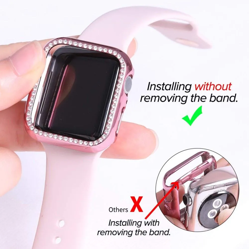 ENKAY Apple Watch (45mm) rhinestone cover with screen protector - Rose Gold