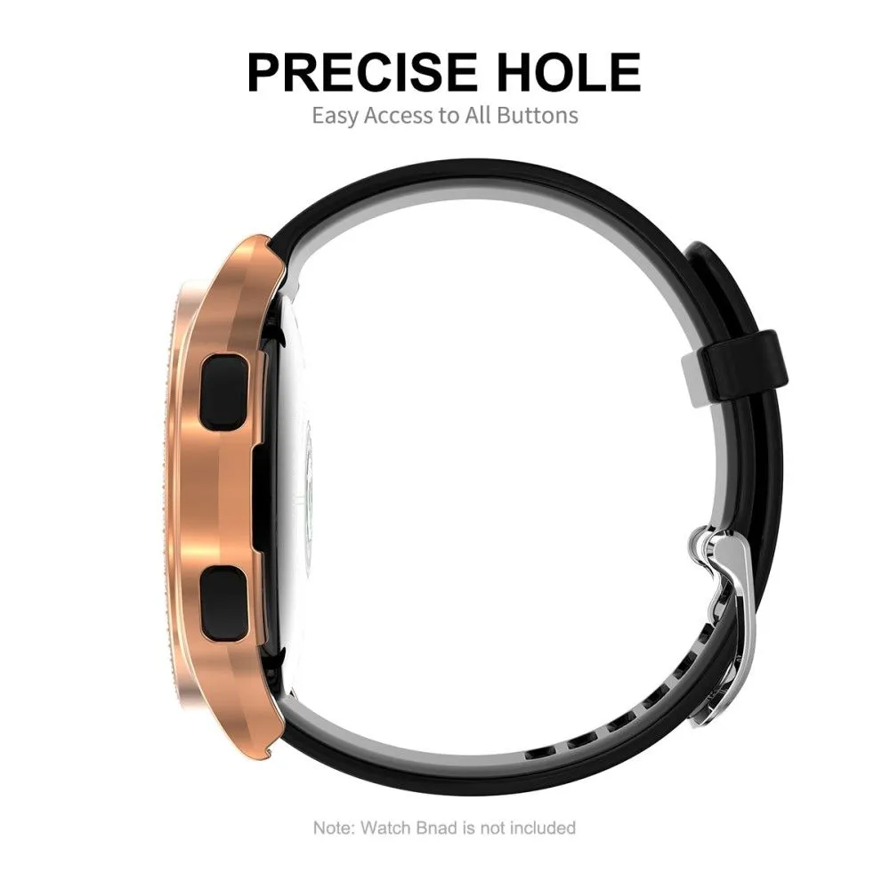 ENKAY Samsung Galaxy Watch 4 (44mm) rhinestone cover   tempered glass screen protector - Rose Gold