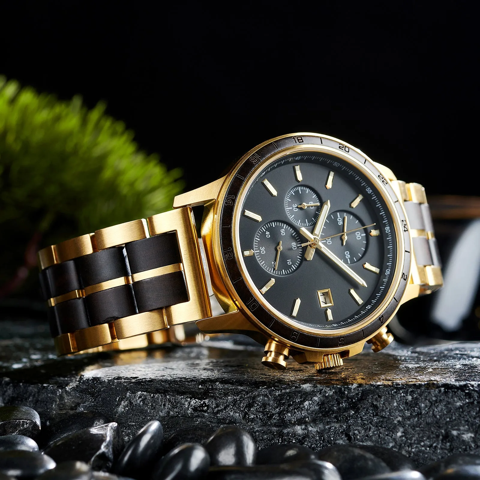 Espirito - Gold Steel & Ebony Chronograph