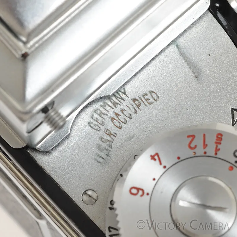 Exakta VX IIa USSR Occupied Chrome 35mm Camera w/ CZ Jena 50mm f2.8 Lens WLF