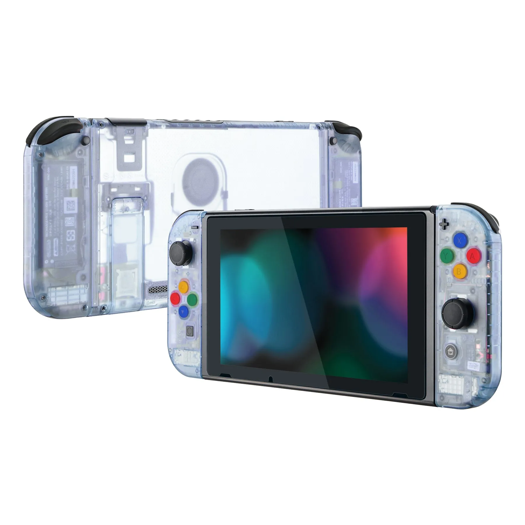 eXtremeRate Back Plate for NS Switch Console, NS Joycon Handheld Controller Housing with Colorful Buttons, DIY Replacement Shell for NS Switch - Glacier Blue - QM506