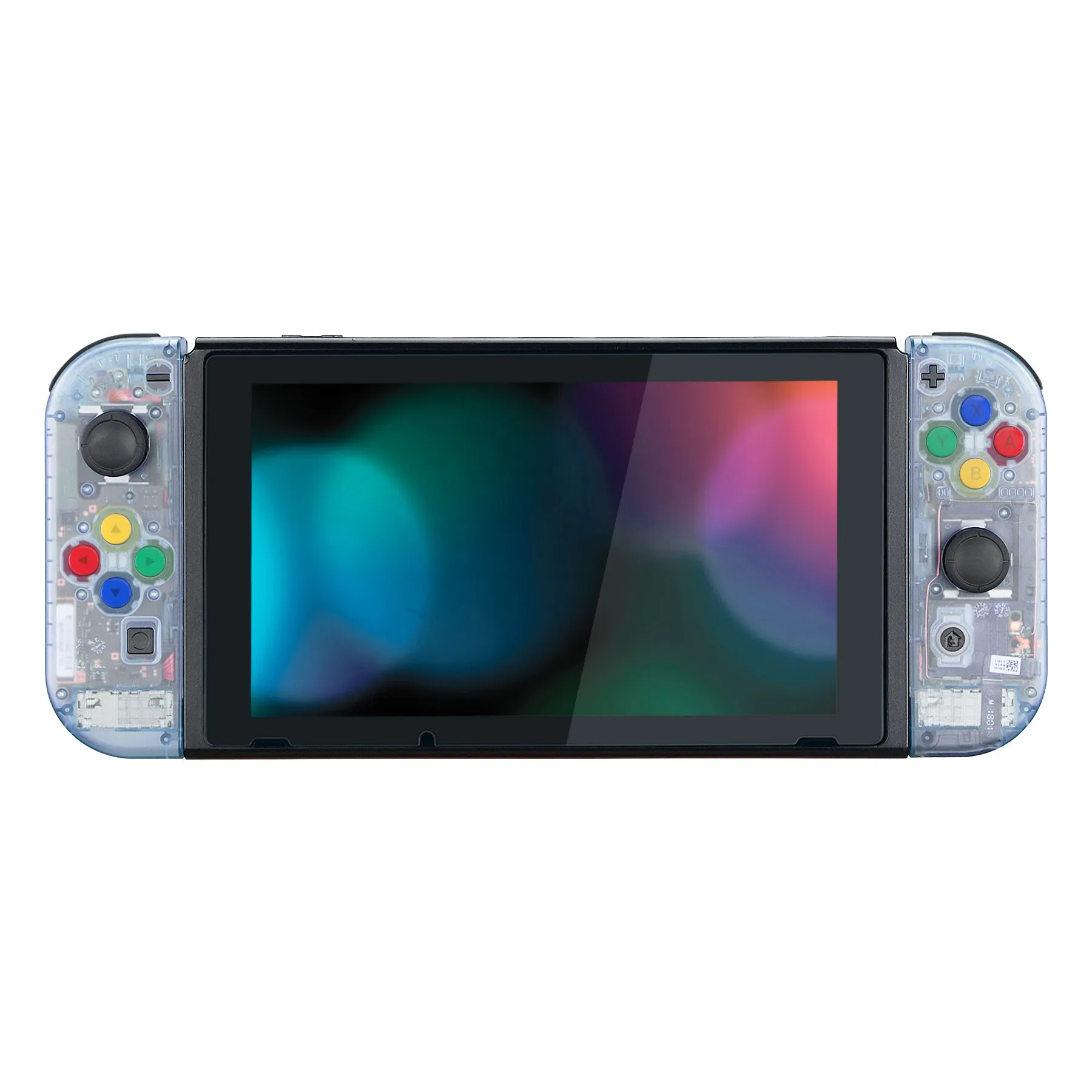 eXtremeRate Back Plate for NS Switch Console, NS Joycon Handheld Controller Housing with Colorful Buttons, DIY Replacement Shell for NS Switch - Glacier Blue - QM506