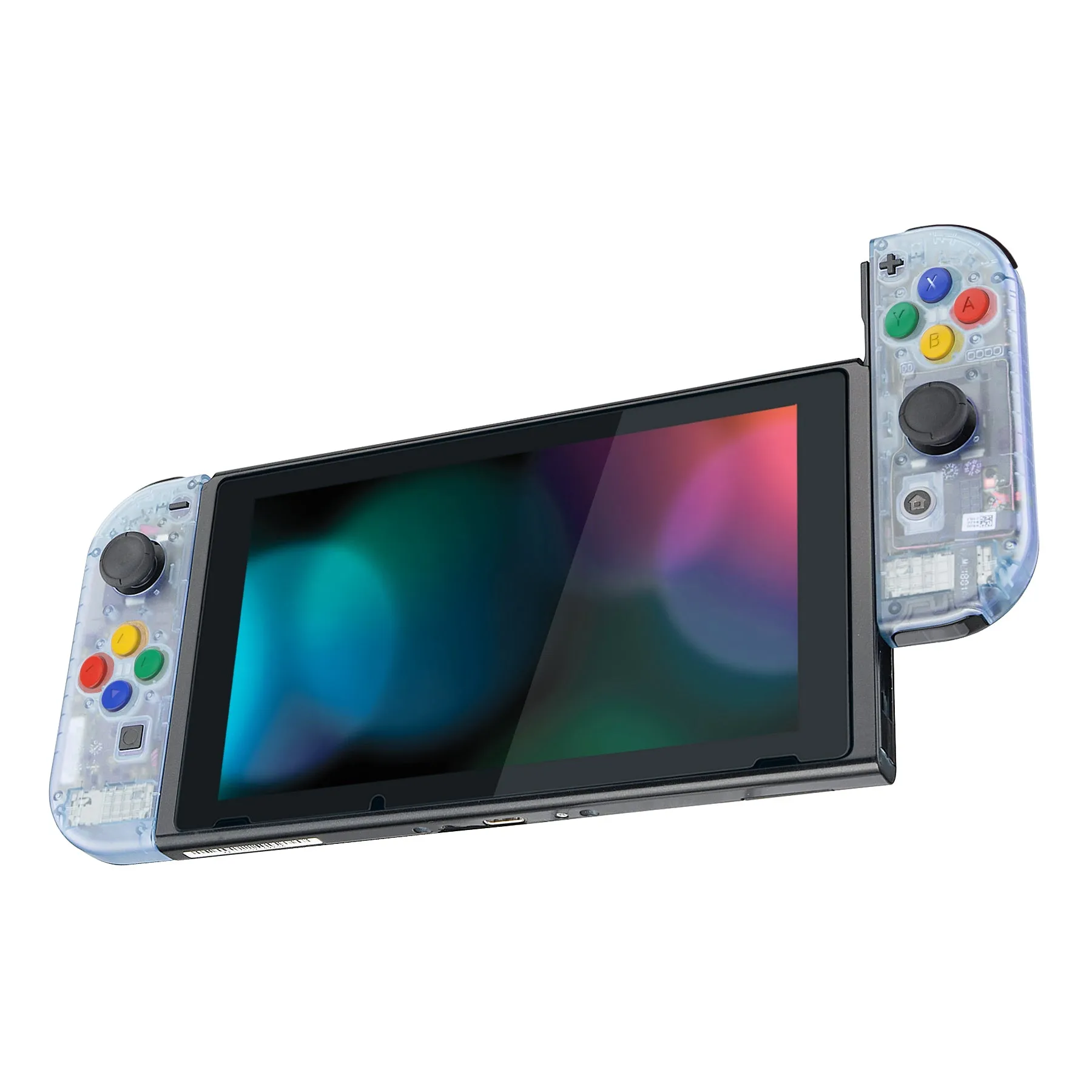 eXtremeRate Back Plate for NS Switch Console, NS Joycon Handheld Controller Housing with Colorful Buttons, DIY Replacement Shell for NS Switch - Glacier Blue - QM506