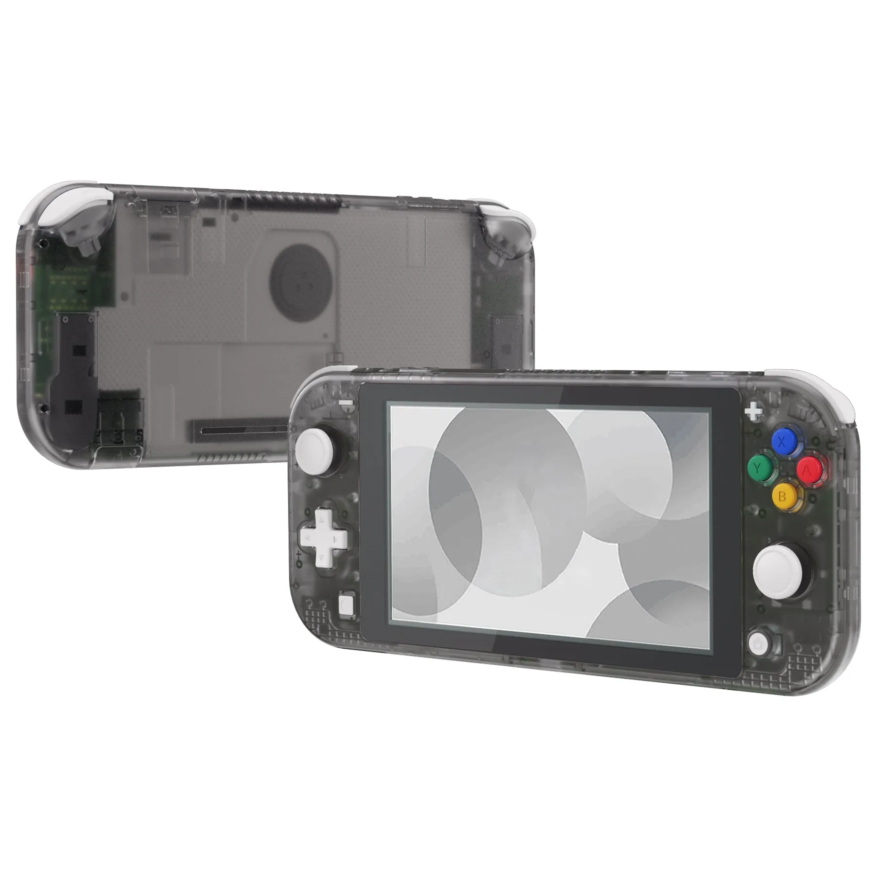 eXtremeRate Clear Black DIY Replacement Shell for NS Switch Lite, NSL Handheld Controller Housing with Screen Protector, Custom Case Cover for NS Switch Lite - DLM509