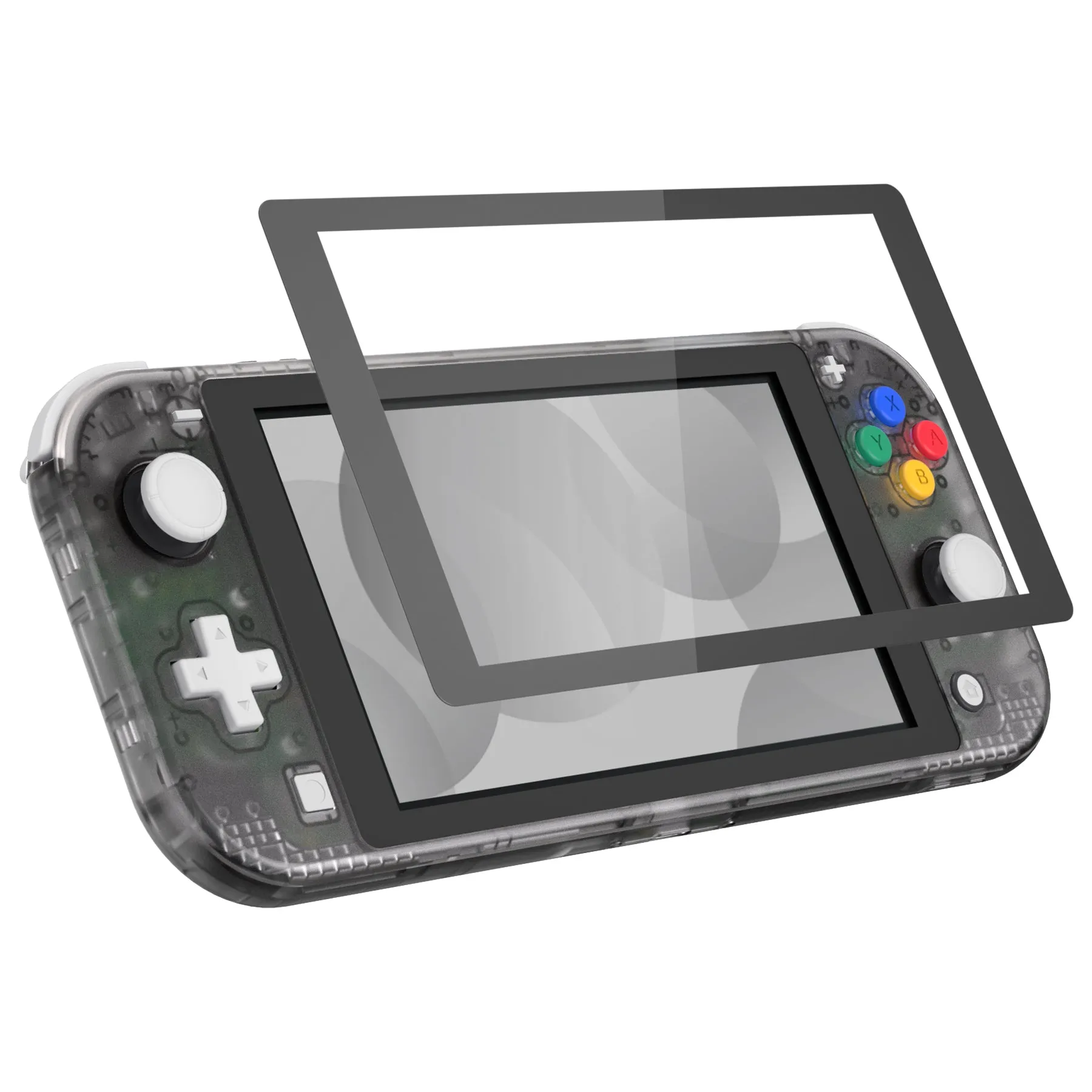 eXtremeRate Clear Black DIY Replacement Shell for NS Switch Lite, NSL Handheld Controller Housing with Screen Protector, Custom Case Cover for NS Switch Lite - DLM509