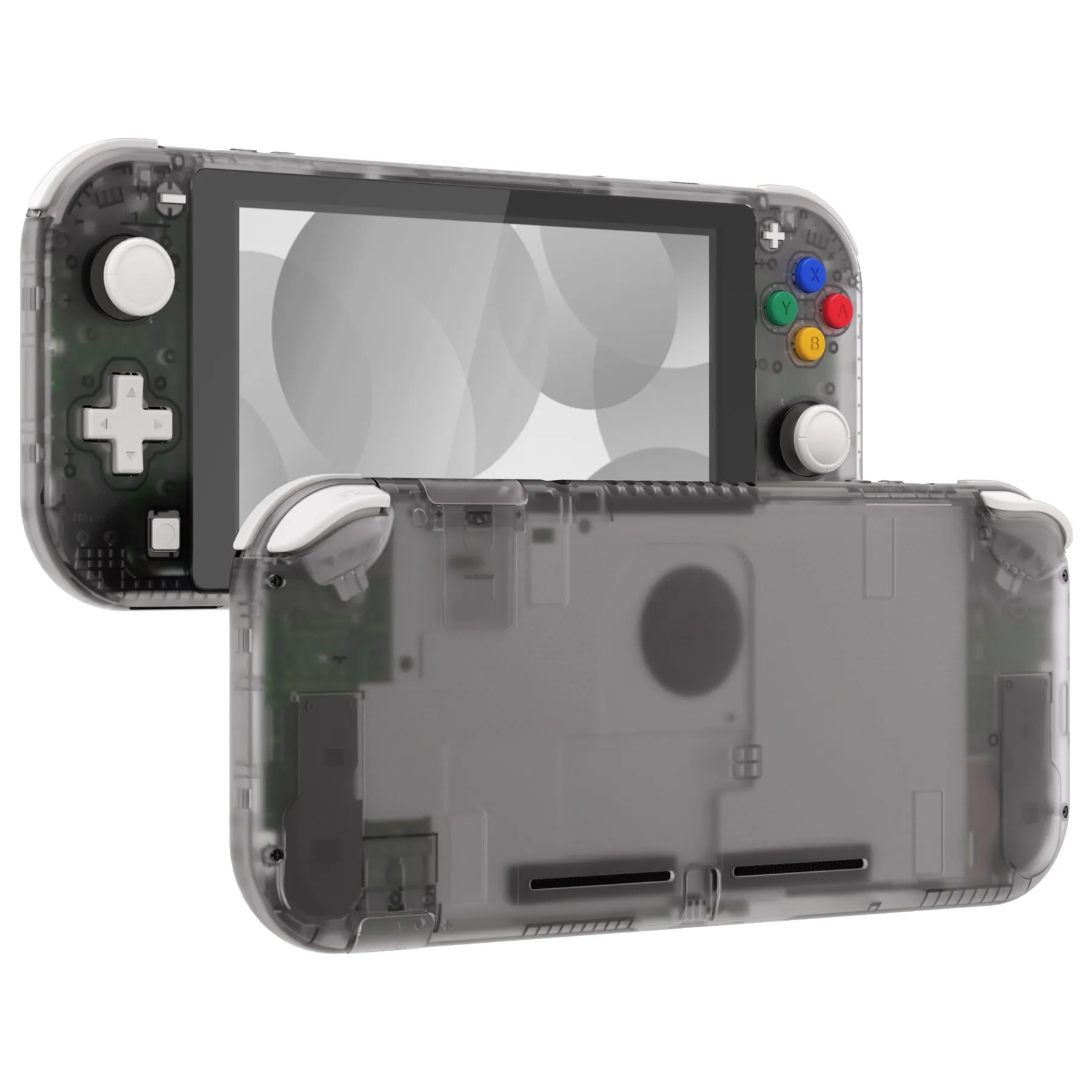 eXtremeRate Clear Black DIY Replacement Shell for NS Switch Lite, NSL Handheld Controller Housing with Screen Protector, Custom Case Cover for NS Switch Lite - DLM509