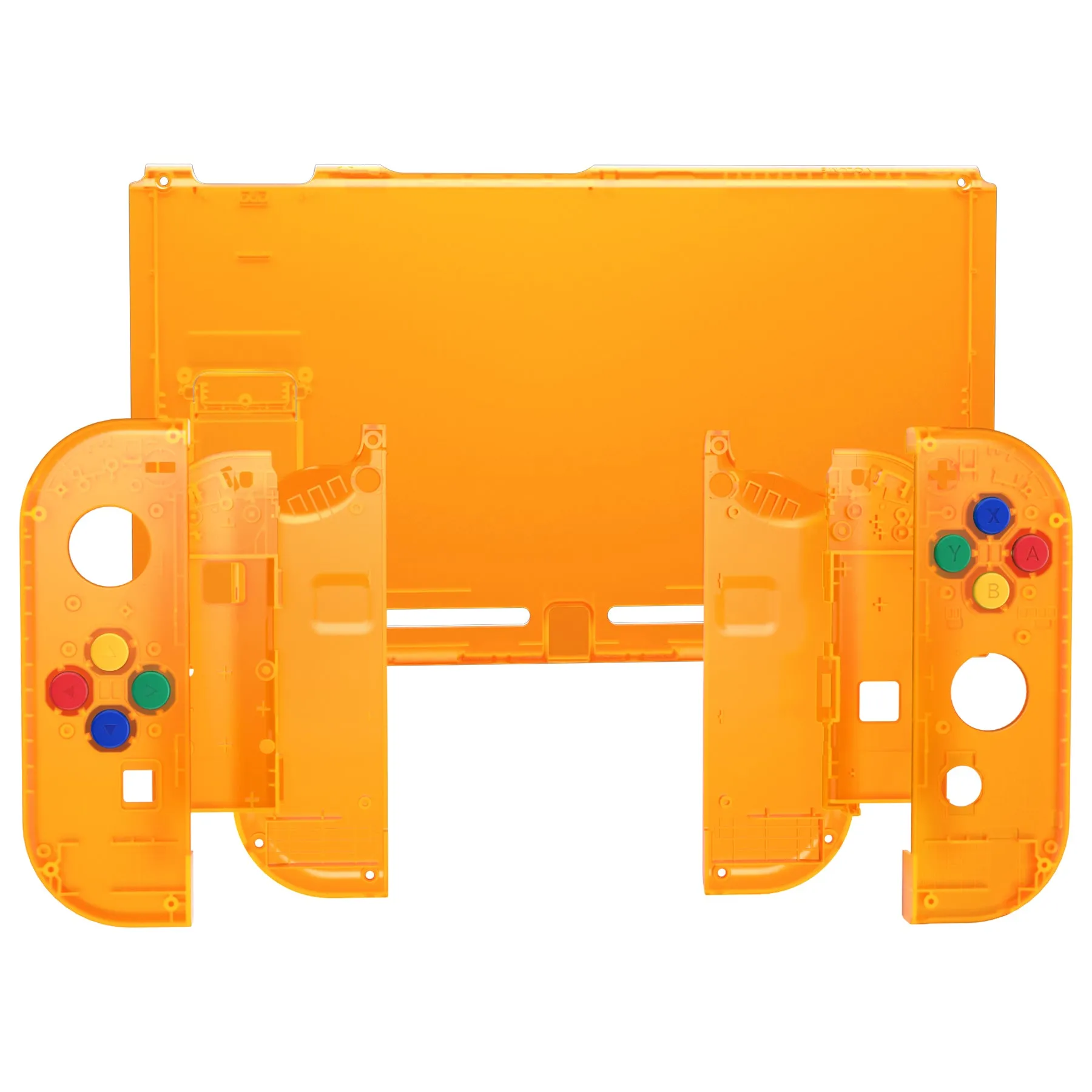 eXtremeRate Clear Orange Back Plate for NS Switch Console, NS Joycon Handheld Controller Housing with Full Set Buttons, DIY Replacement Shell for Nintendo Switch - QM515