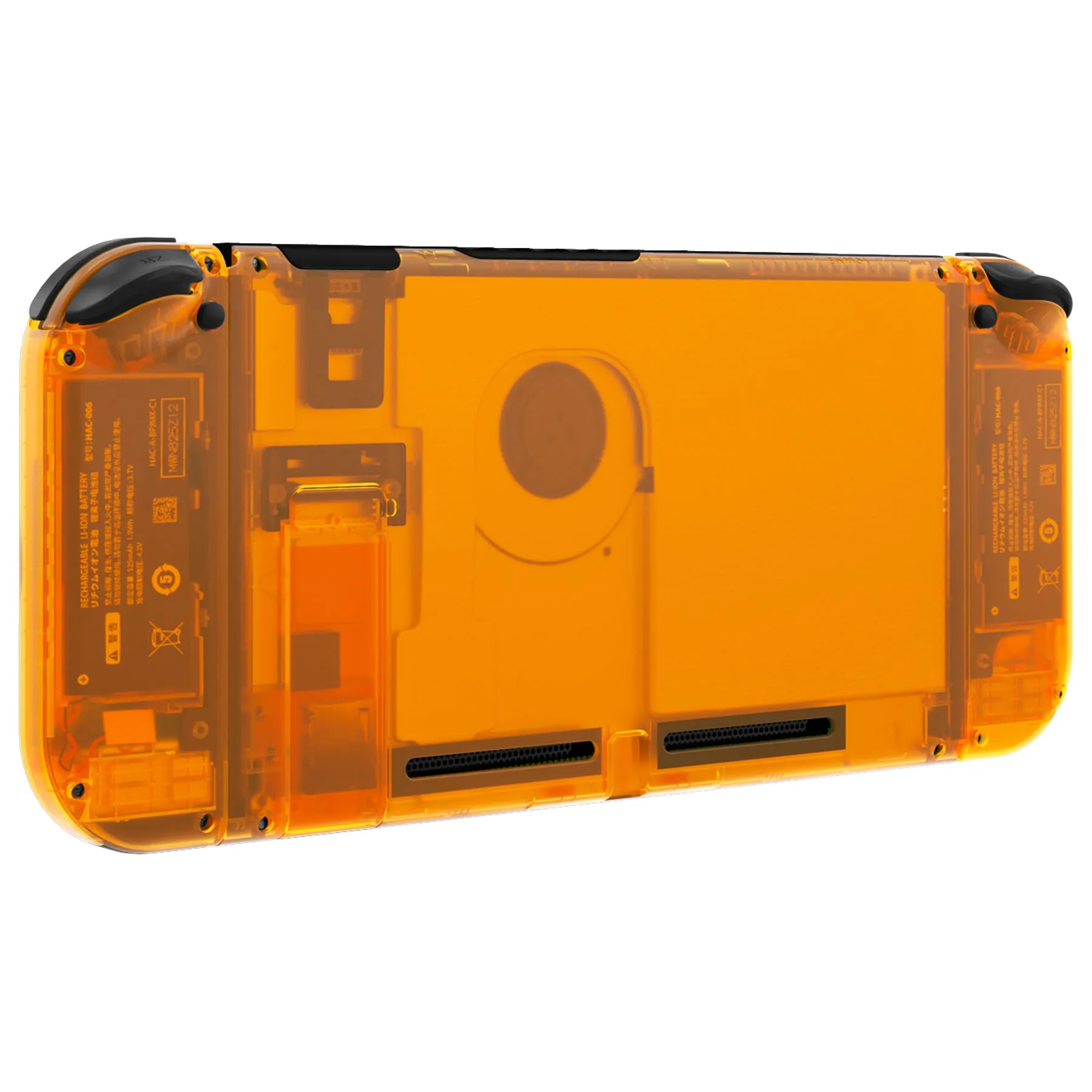 eXtremeRate Clear Orange Back Plate for NS Switch Console, NS Joycon Handheld Controller Housing with Full Set Buttons, DIY Replacement Shell for Nintendo Switch - QM515