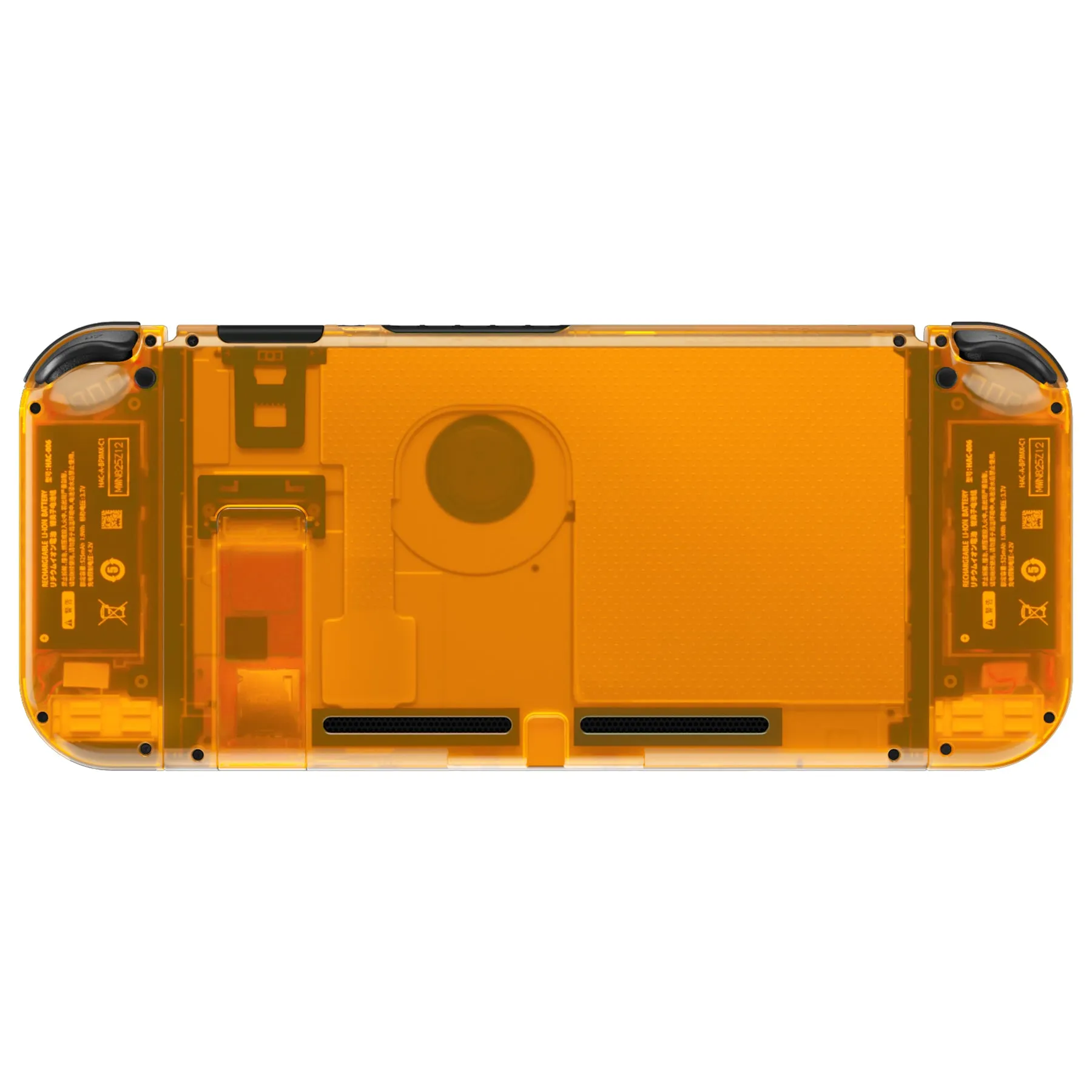 eXtremeRate Clear Orange Back Plate for NS Switch Console, NS Joycon Handheld Controller Housing with Full Set Buttons, DIY Replacement Shell for Nintendo Switch - QM515