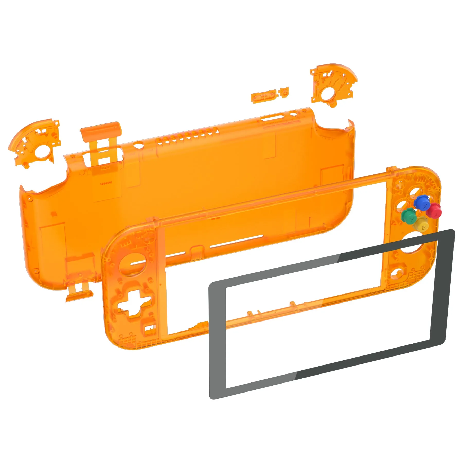 eXtremeRate Clear Orange DIY Replacement Shell for NS Switch Lite, NSL Handheld Controller Housing with Screen Protector, Custom Case Cover for NS Switch Lite - DLM510