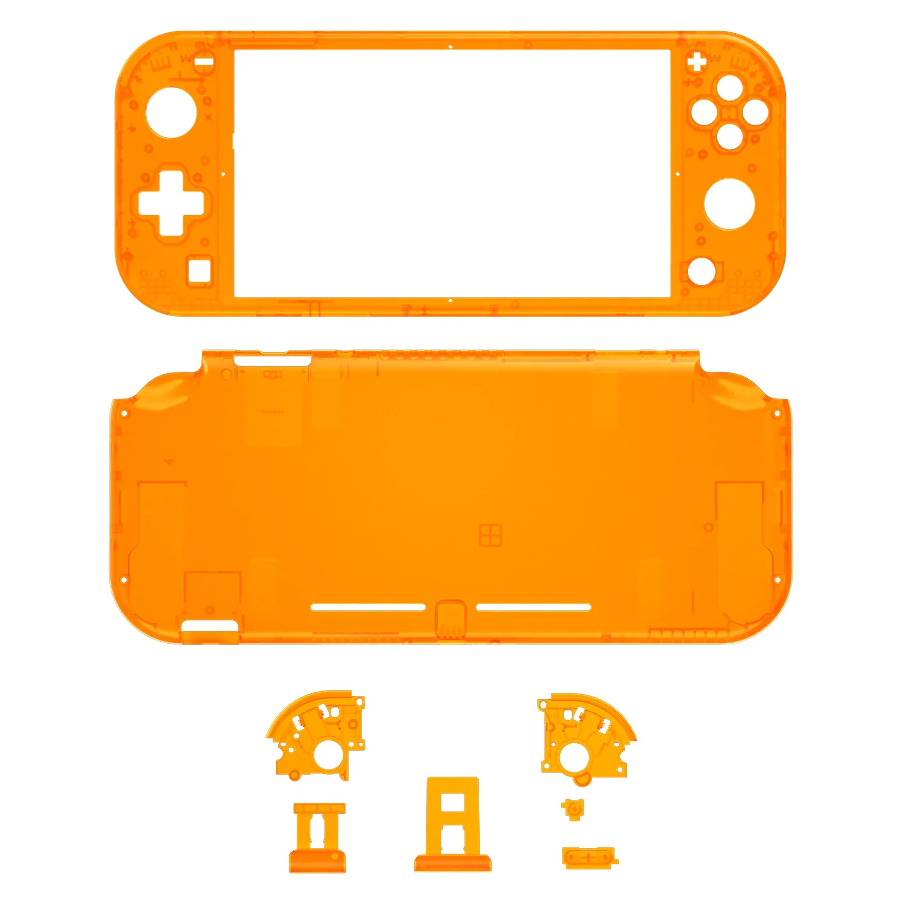 eXtremeRate Clear Orange DIY Replacement Shell for NS Switch Lite, NSL Handheld Controller Housing with Screen Protector, Custom Case Cover for NS Switch Lite - DLM510