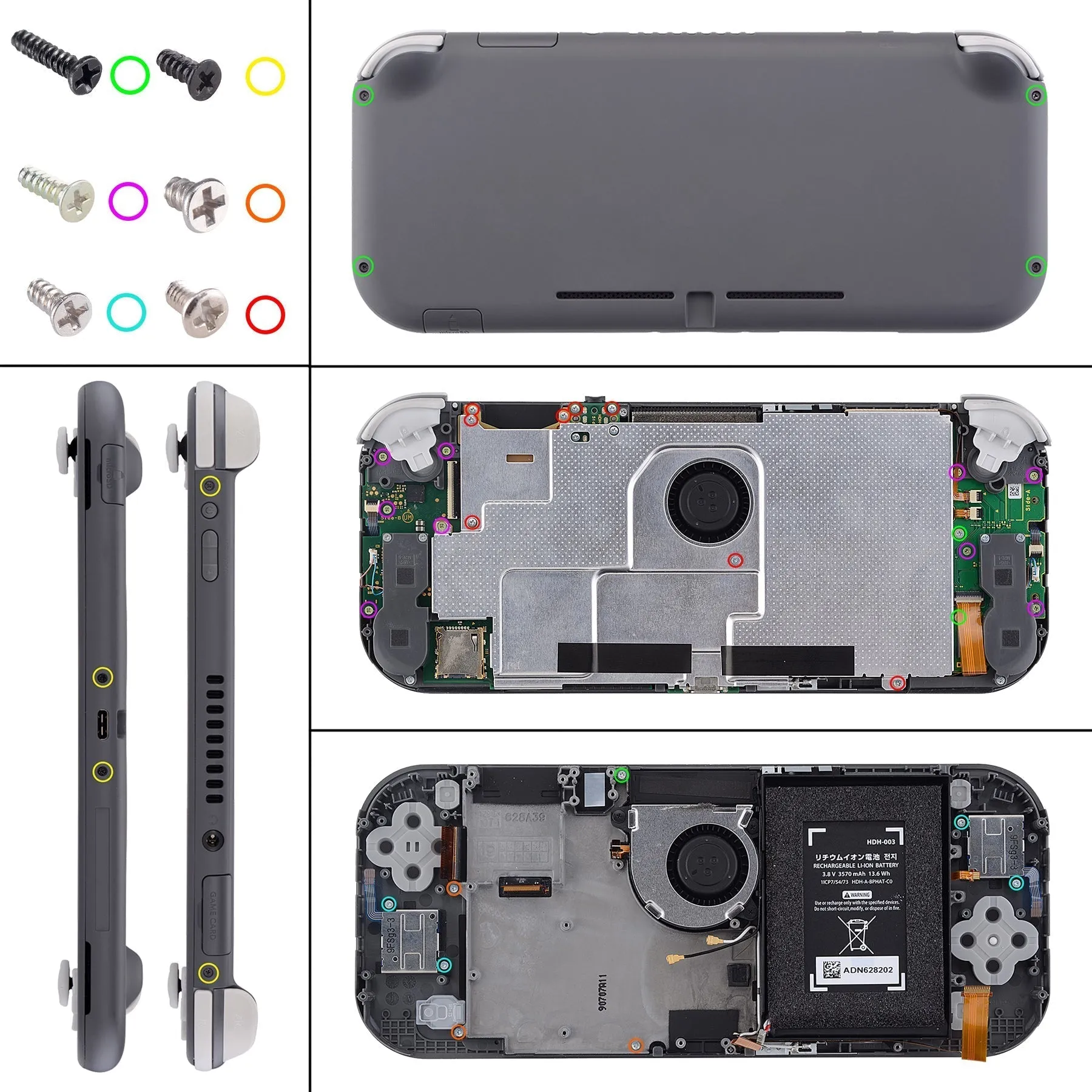 eXtremeRate Clear Red DIY Replacement Shell for NS Switch Lite, NSL Handheld Controller Housing with Screen Protector, Custom Case Cover for NS Switch Lite - DLM512