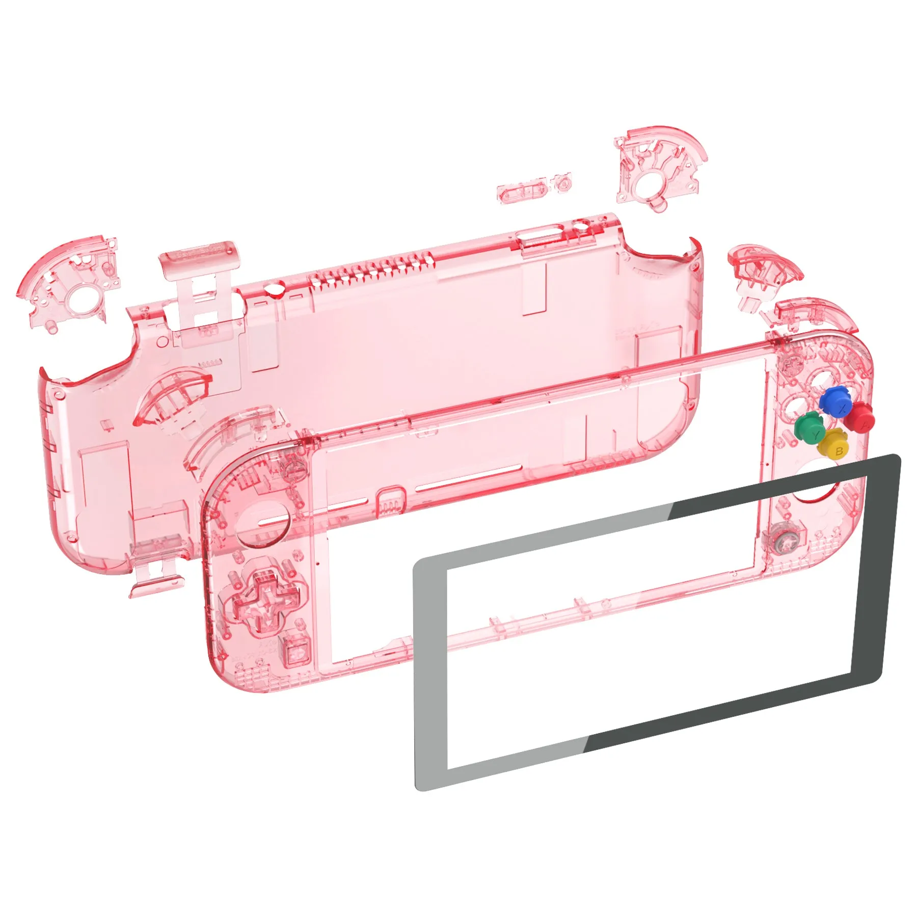 eXtremeRate Crystal Cherry Pink DIY Replacement Shell for NS Switch Lite, NSL Handheld Controller Housing with Screen Protector, Custom Case Cover for NS Switch Lite - DLP327