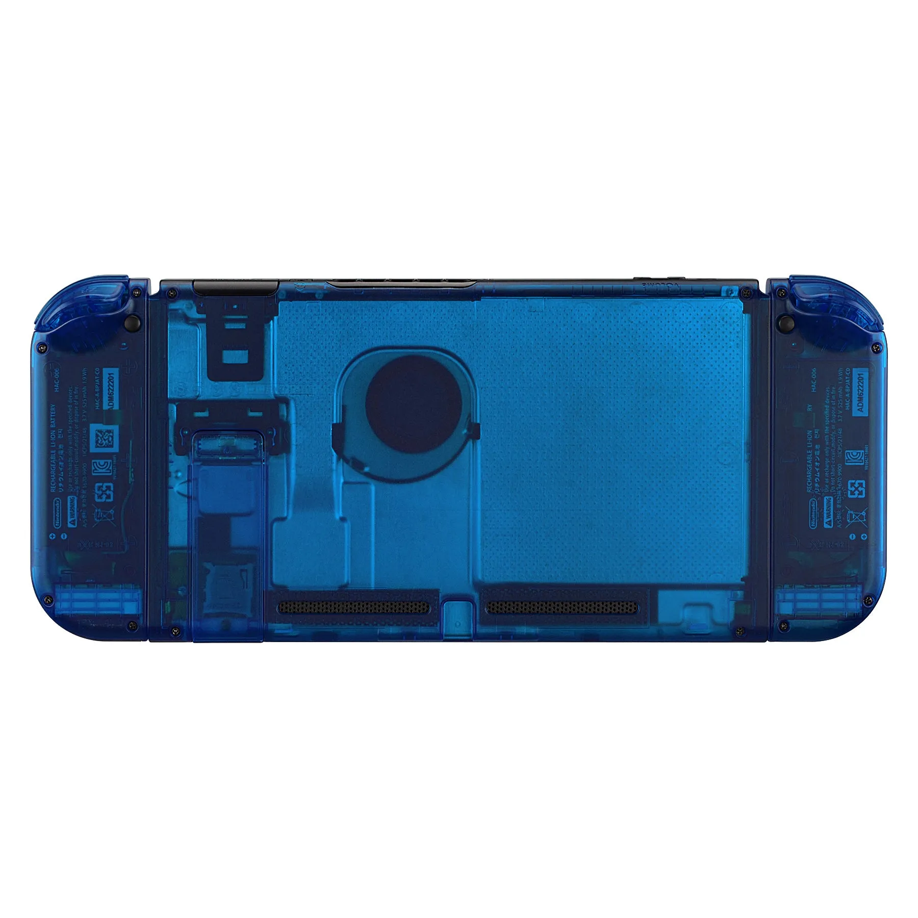 eXtremeRate Transparent Clear Blue Back Plate for NS Switch Console, NS Joycon Handheld Controller Housing with Full Set Buttons, DIY Replacement Shell for NS Switch - QM504