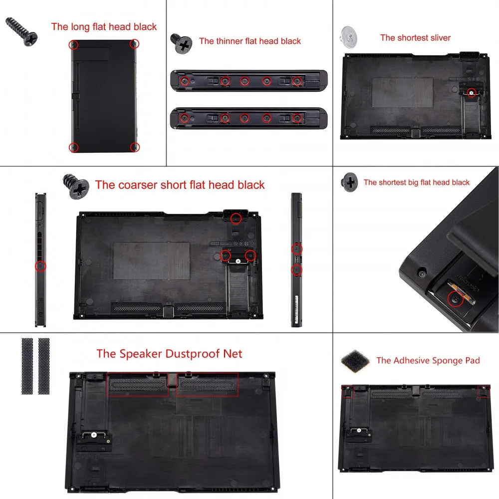 eXtremeRate Transparent Clear Red Back Plate for NS Switch Console, NS Joycon Handheld Controller Housing with Full Set Buttons, DIY Replacement Shell for NS Switch - QM502