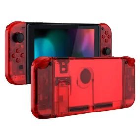 eXtremeRate Transparent Clear Red Back Plate for NS Switch Console, NS Joycon Handheld Controller Housing with Full Set Buttons, DIY Replacement Shell for NS Switch - QM502