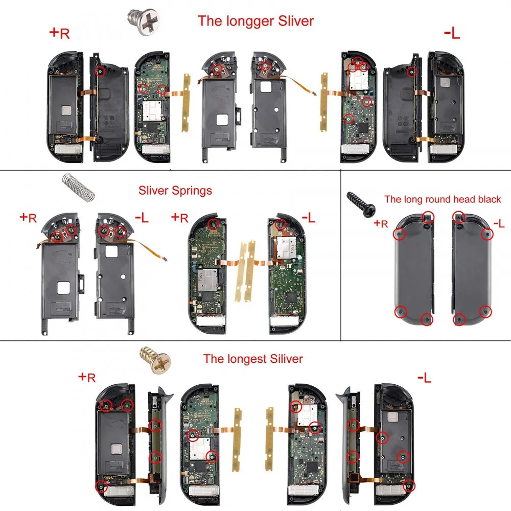 eXtremeRate Transparent Clear Red Back Plate for NS Switch Console, NS Joycon Handheld Controller Housing with Full Set Buttons, DIY Replacement Shell for NS Switch - QM502