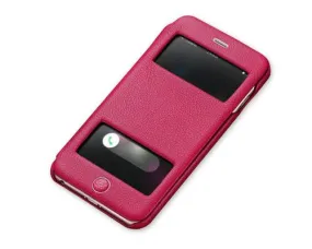 Eyelet Series iPhone 6S Plus Flip Genuine Leather Case - Magenta