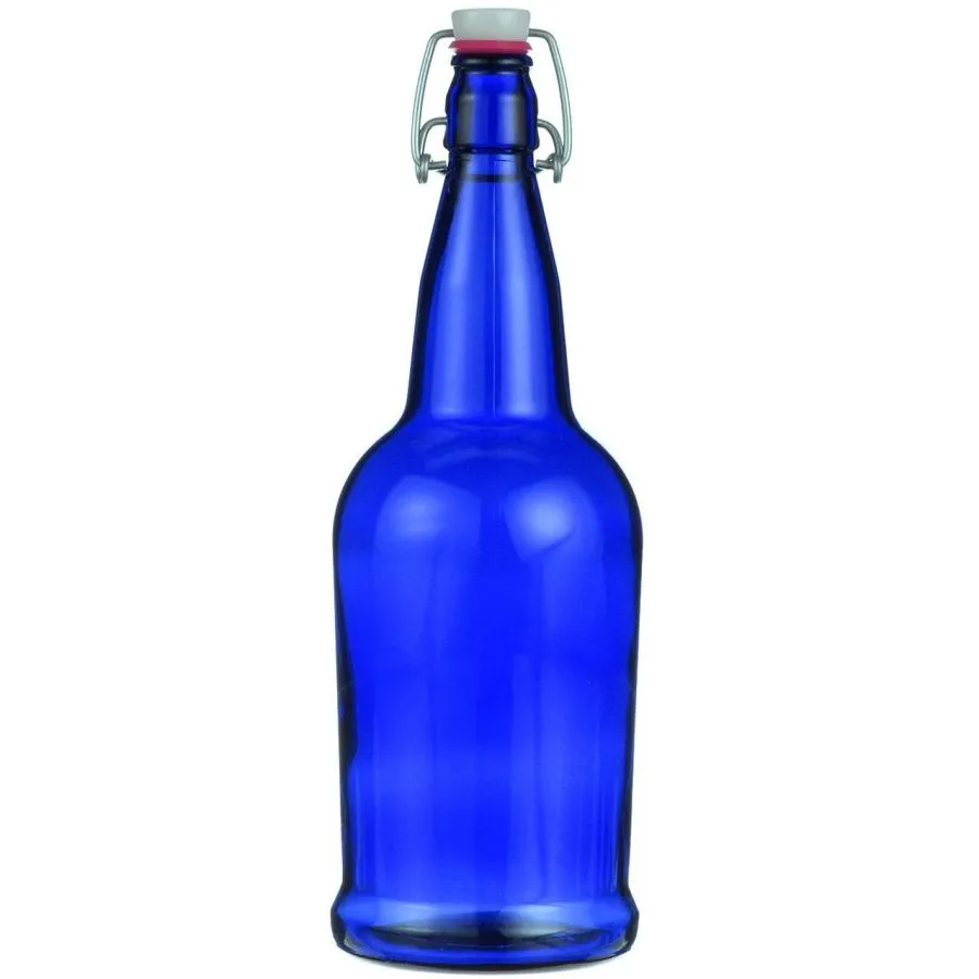 EZ Cap Beer Bottles - 16 oz, Blue - Case of 12 with Caps