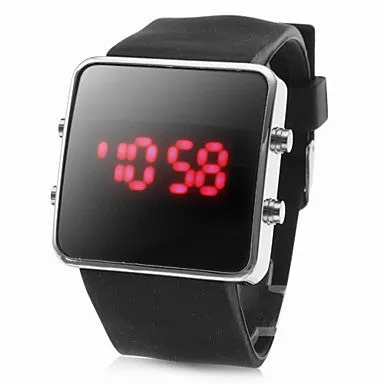 Fashion Mirror LED Watches Unisex Quartz watches Dress Woman and Man Sports watches Analog Steel Case