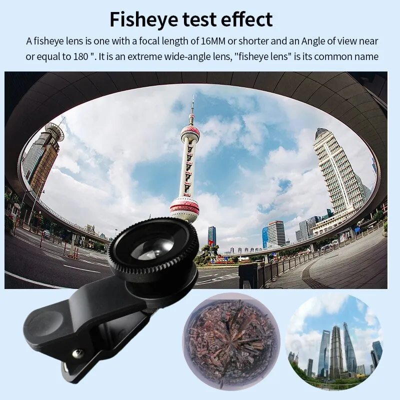 Fisheye Wide Angle Macro Acrylic Glass Lens Three in One Lens Mobile Phone External Lens