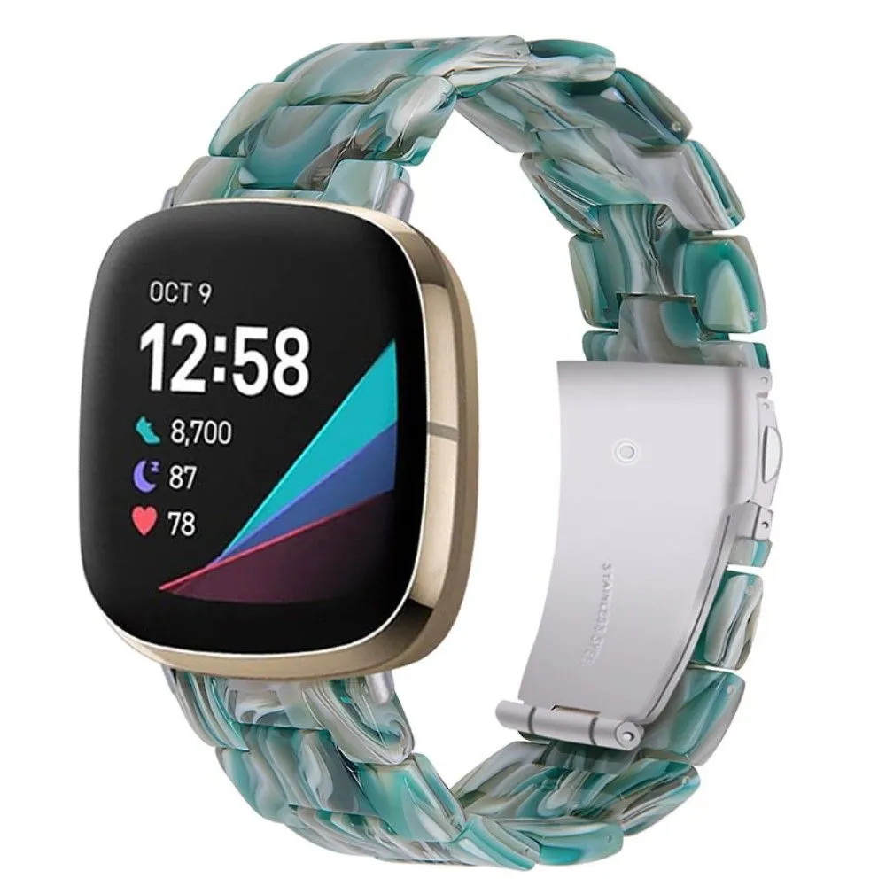 Fitbit Sense / Versa 3 resin bead watch strap - Emerald