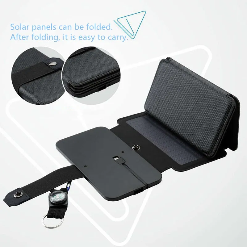 Folding 10W Solar Cells Charger 5V 2.1A USB Output Devices Portable Solar Panels for Smartphones