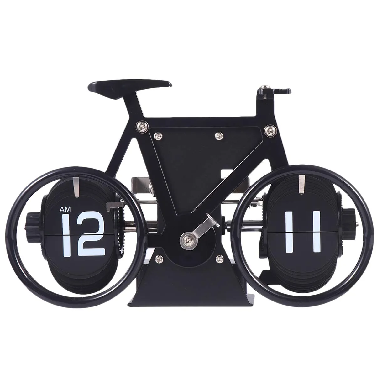 Garneck Retro Digital Flip Down Clock Bicycle Shaped Flip Down Clock for Office Home Kitchen Tabletop Decor Black