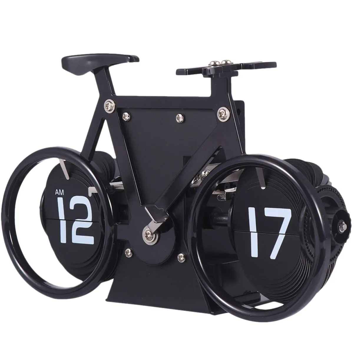 Garneck Retro Digital Flip Down Clock Bicycle Shaped Flip Down Clock for Office Home Kitchen Tabletop Decor Black