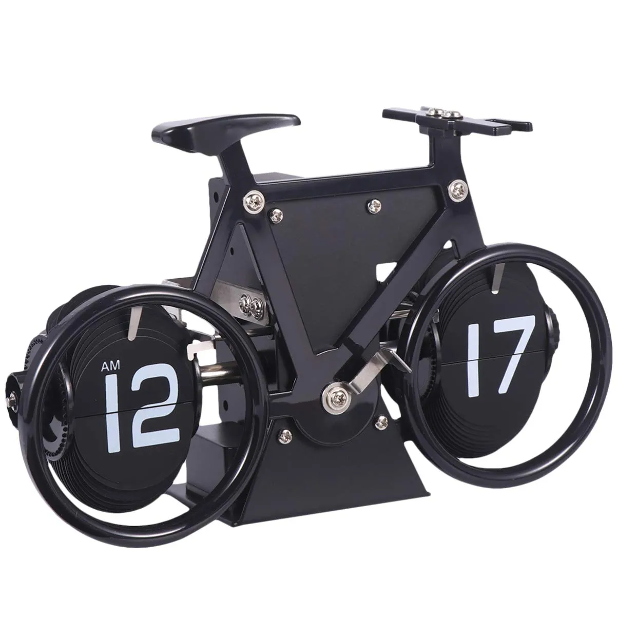 Garneck Retro Digital Flip Down Clock Bicycle Shaped Flip Down Clock for Office Home Kitchen Tabletop Decor Black