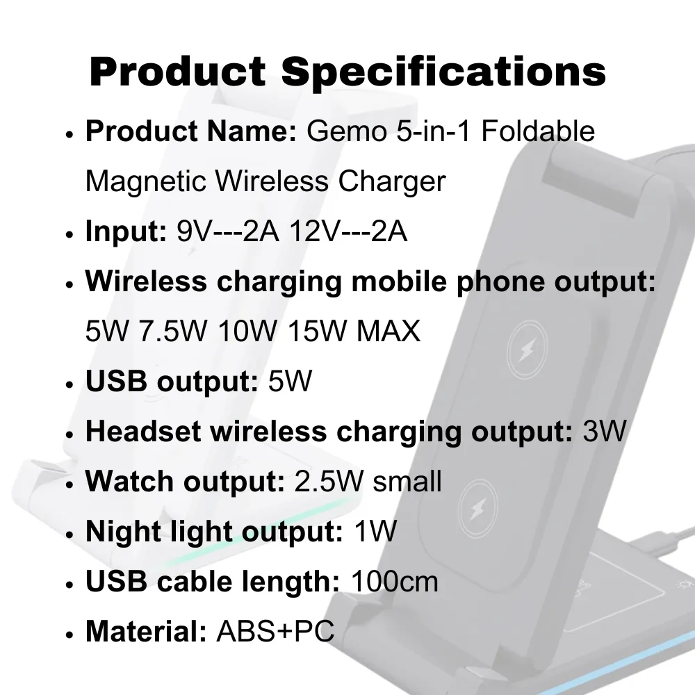 Gemo 5-in-1 Foldable Magnetic Wireless Charger