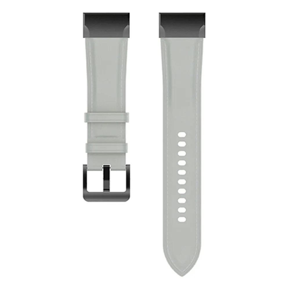 Genuine adjustable leather watch strap for Garmin watch - Grey