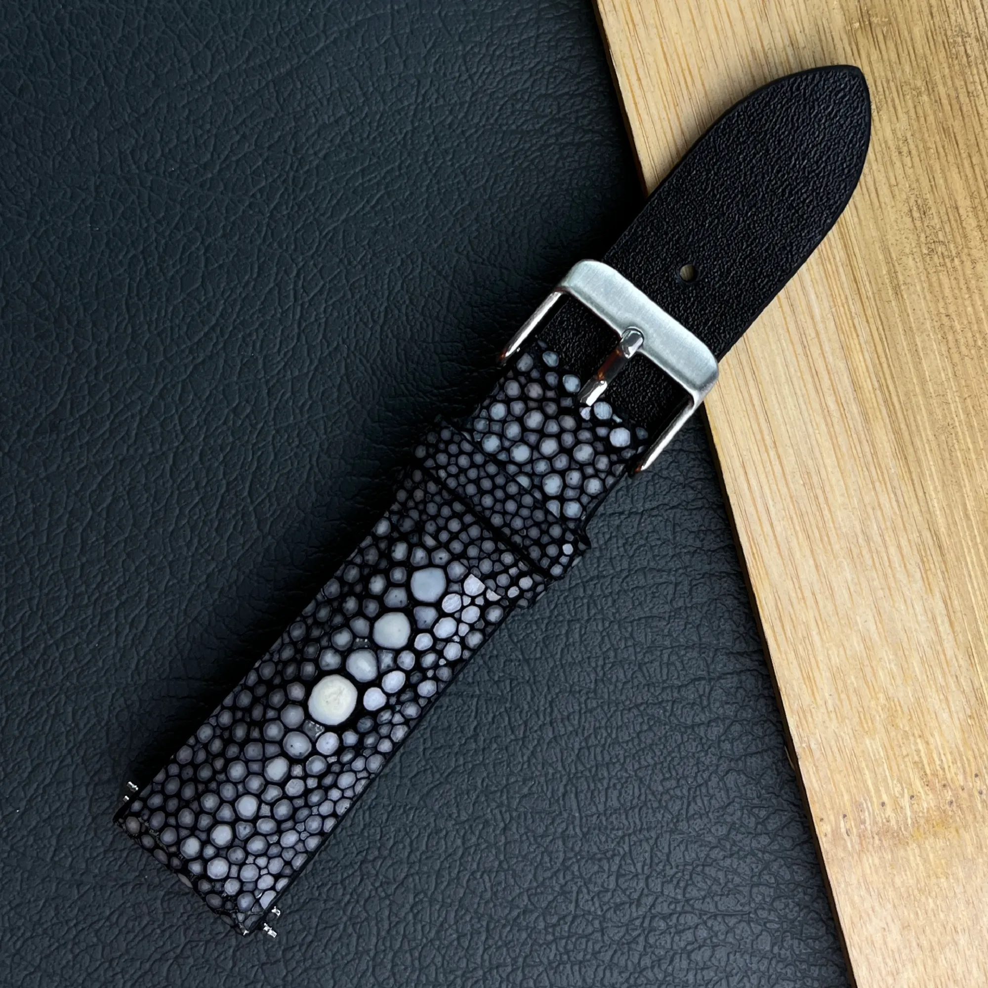 Genuine Black Pearl Stingray Leather Watch Band