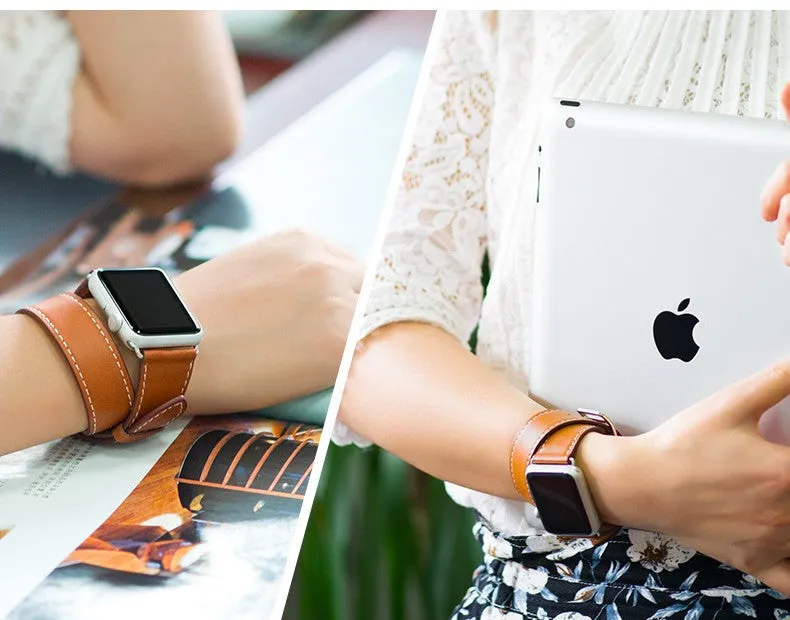 Genuine Leather Band For Apple Watch Strap Double Tour for Apple Watch Band 38MM / 42MM Size