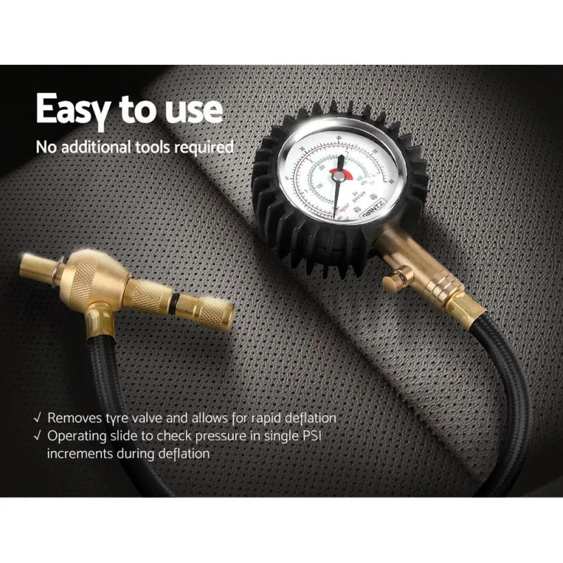 Giantz 2-in-1 Tyre Deflater with Pressure Gauge Valve