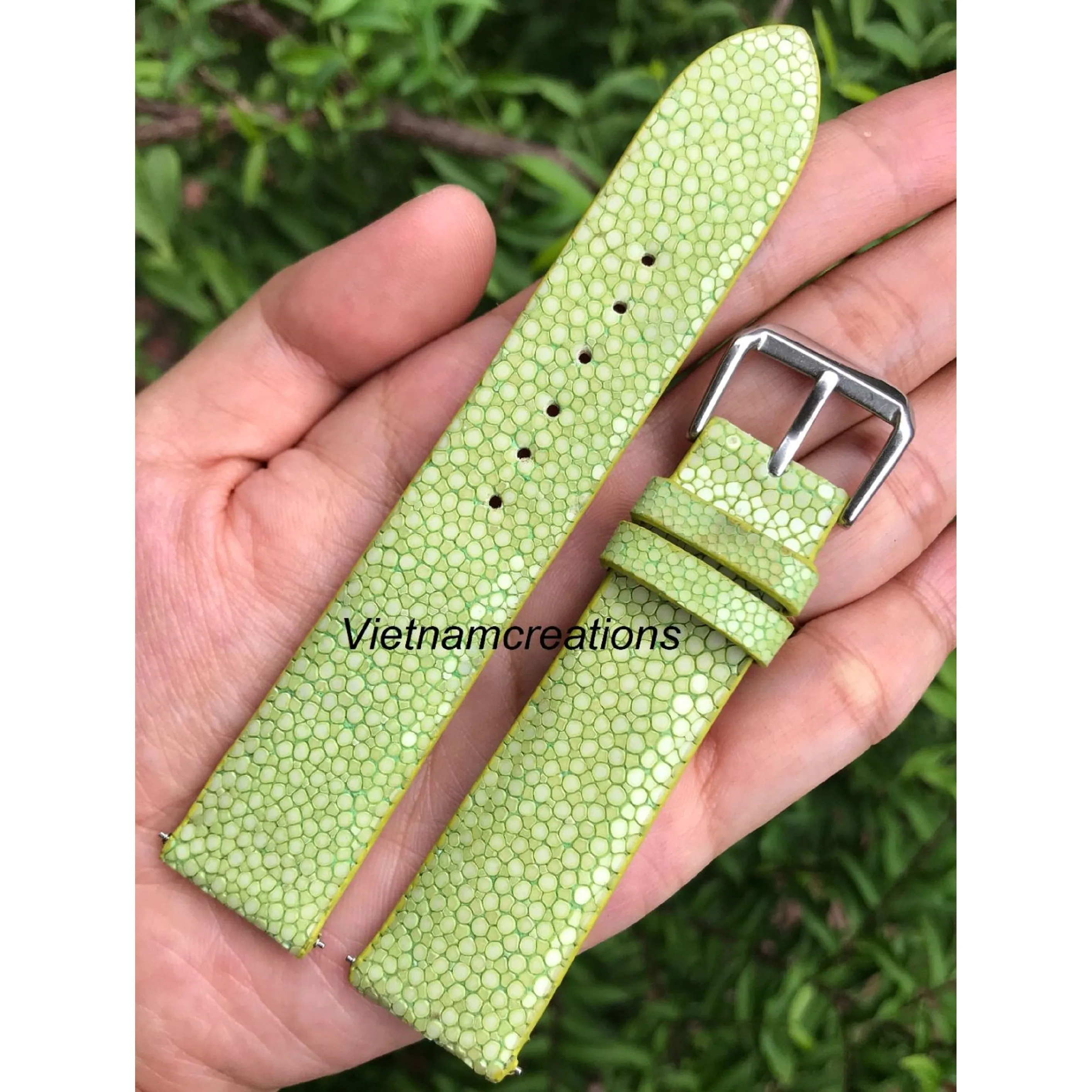 Green Stingray Leather Watch Band For Men Replacement Wristwatch Strap | DH-67