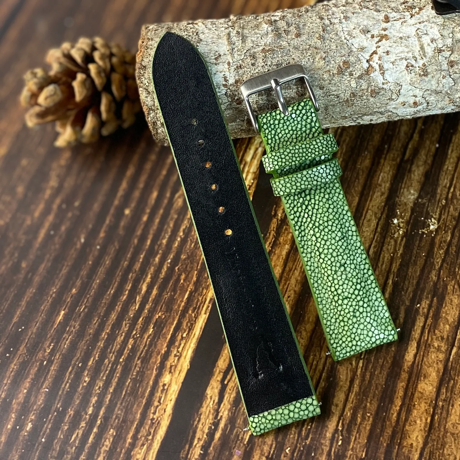 Green Stingray Leather Watch Band For Men Replacement Wristwatch Strap | DH-67