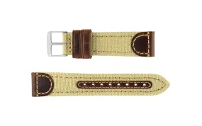 Hadley-Roma Men's Khaki Canvas & Leather Watch Strap