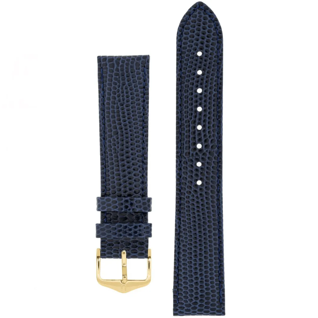 Harriet Strap: Navy Lizard-Embossed Leather