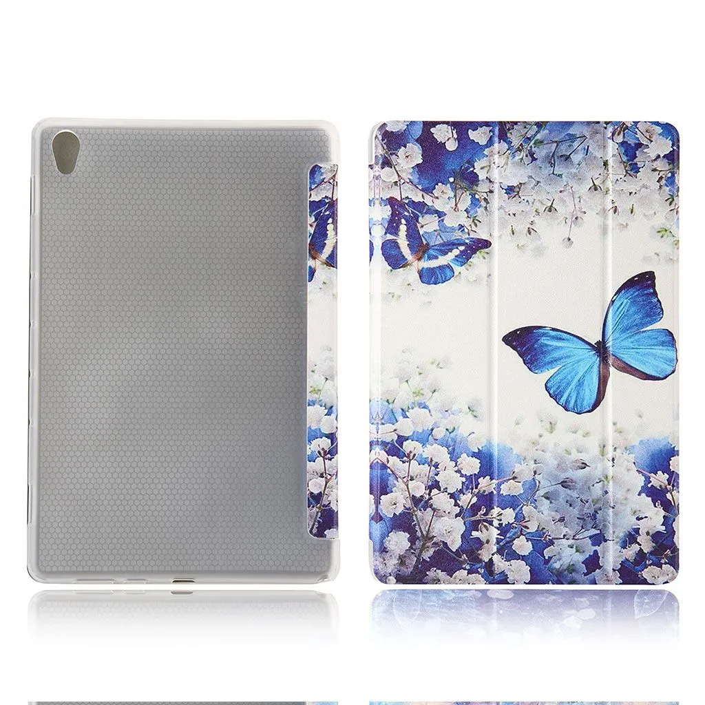 Huawei MediaPad M6 10.8 tri-fold pattern leather flip case - Blue Butterfly