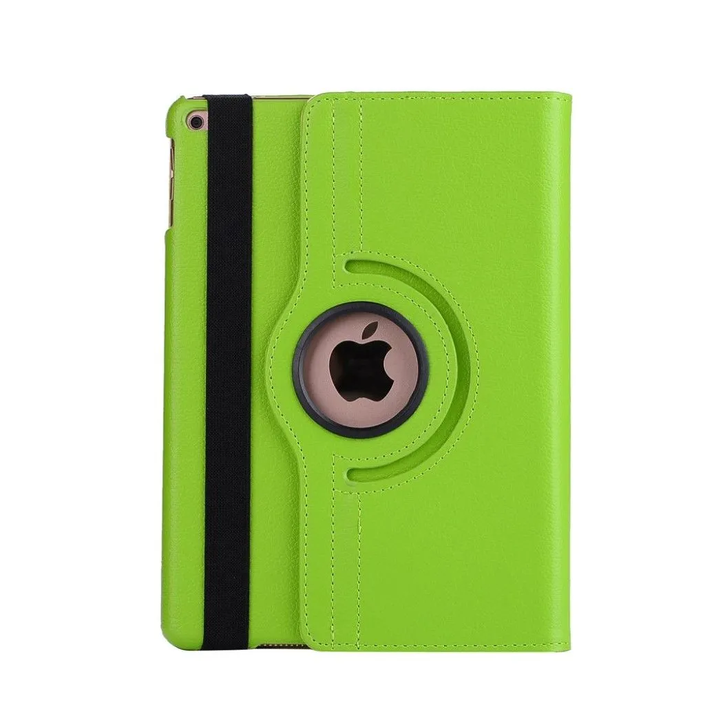 iPad (2017) litchi grain rotating PU leather case -  Green