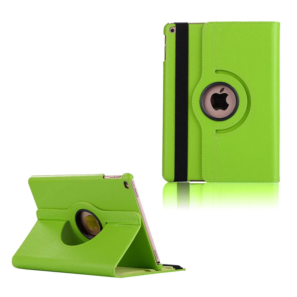 iPad (2017) litchi grain rotating PU leather case -  Green