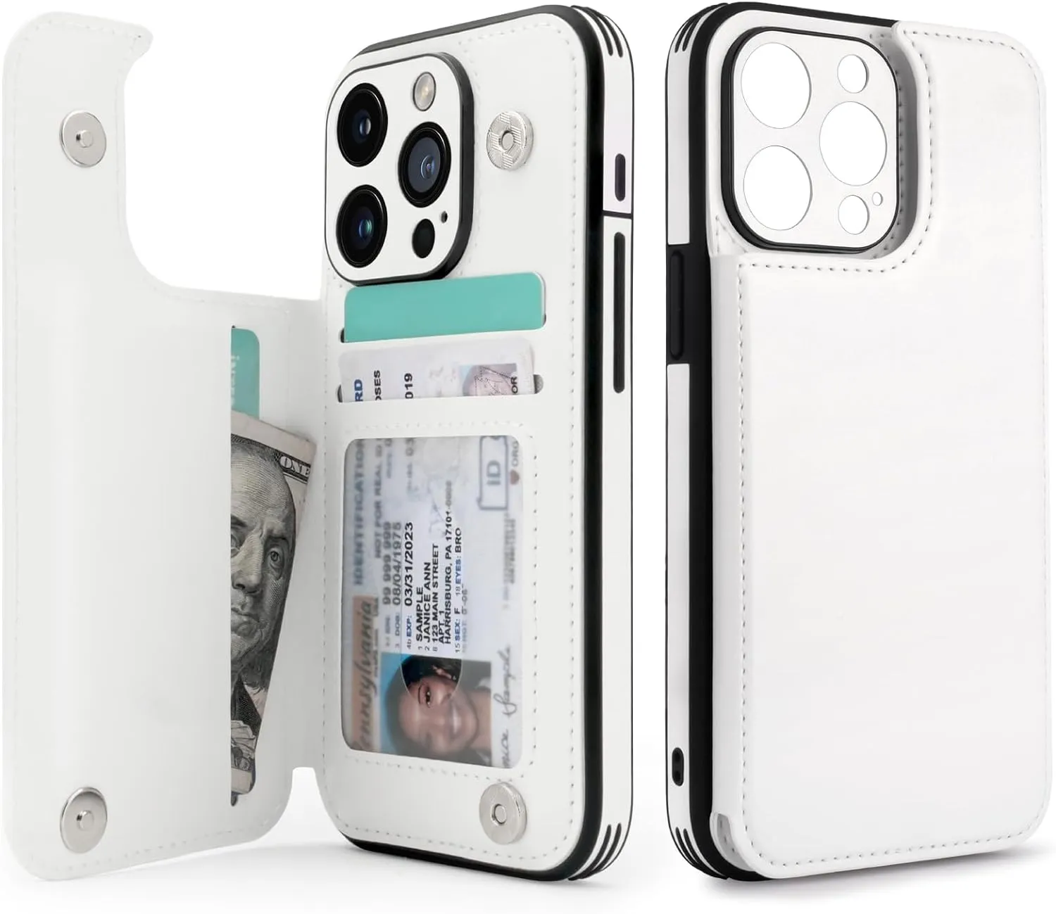 iPhone 15 Pro Case Card Holder Leather Phone Wallet Case