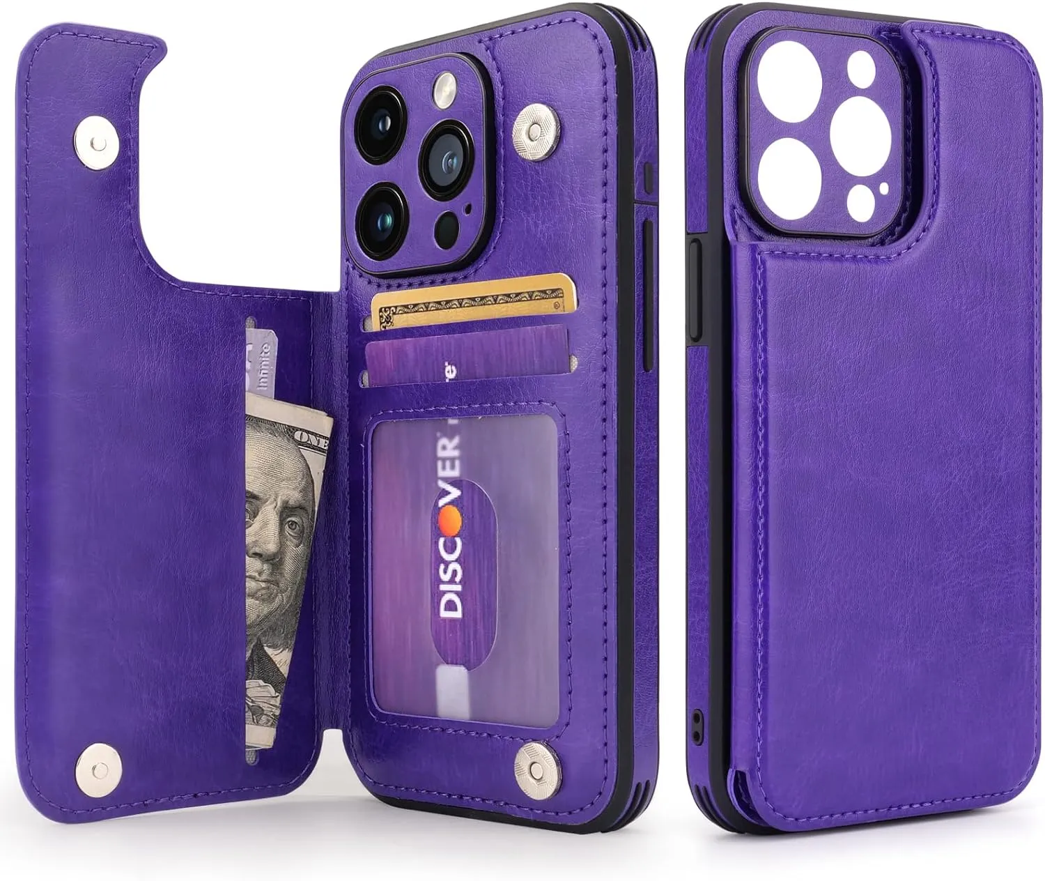 iPhone 15 Pro Case Card Holder Leather Phone Wallet Case