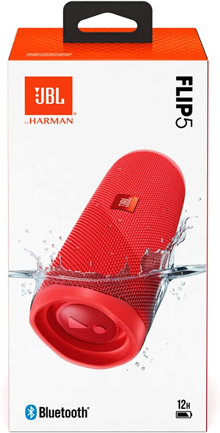 JBL Flip 5 Portable Waterproof Bluetooth Speaker with Hybrid Carrying Case (Red)