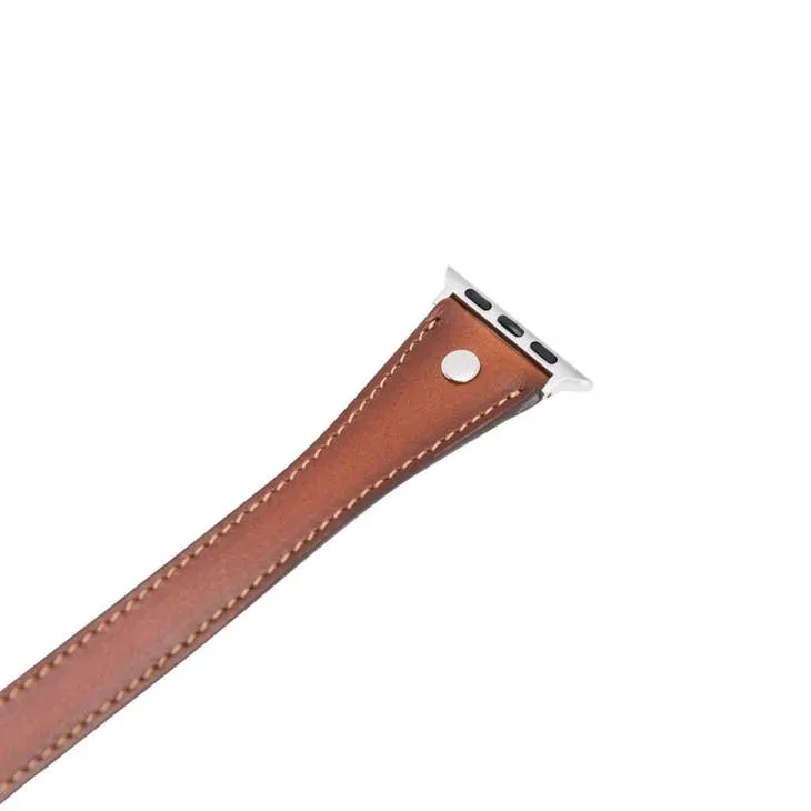 Kevin Double Tour Slim With Silver Bead Apple Watch Leather Straps (Set of 3)