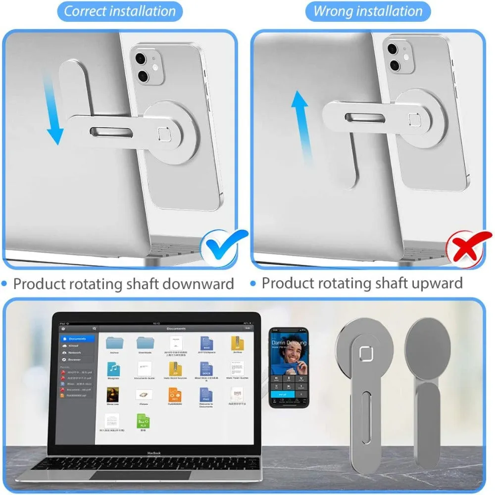 Laptop Screen Side Mount Magnetic Folding Phone Holder .