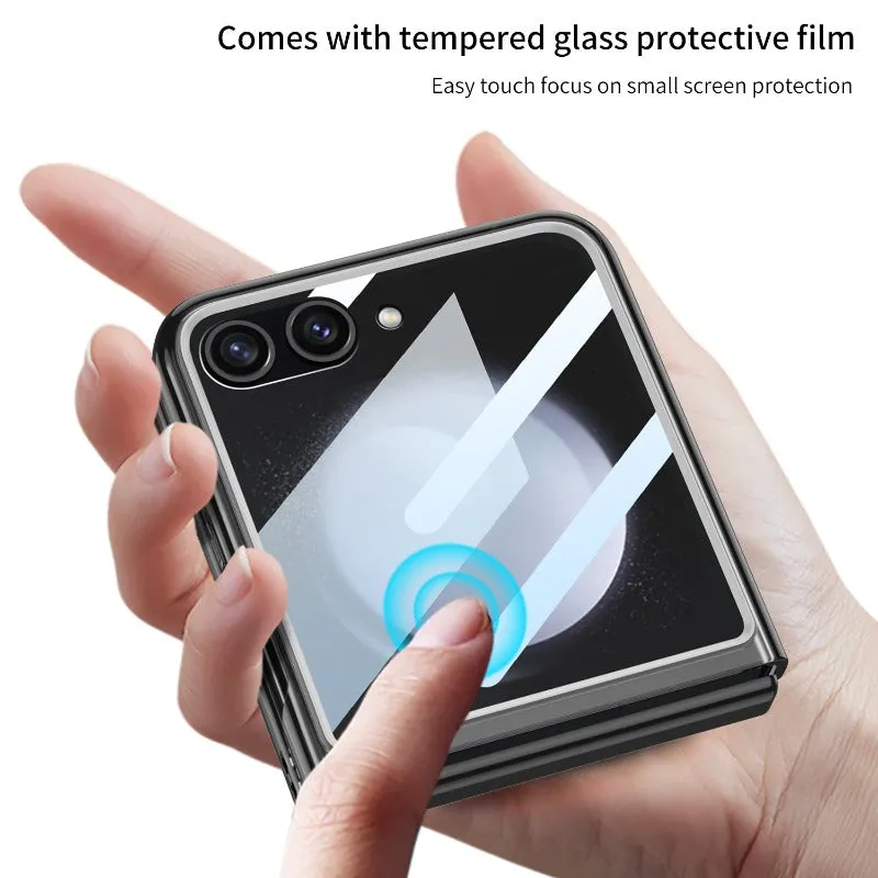 Large Window Screen Fold Slim Transparent Phone Case With Temepred Glass Film For Samsung Galaxy Z Flip 5