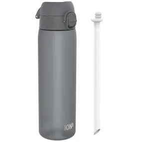 Leak Proof Medium Water Bottle with Straw, Recyclon, Grey, 500ml (18oz)