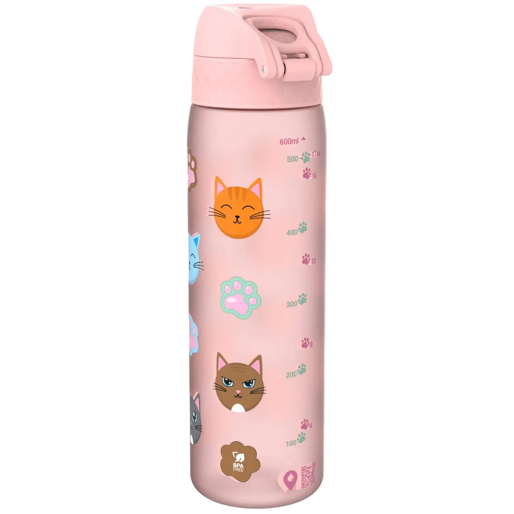 Leak Proof Slim Water Bottle, Recyclon, Cats, 500ml (18oz)